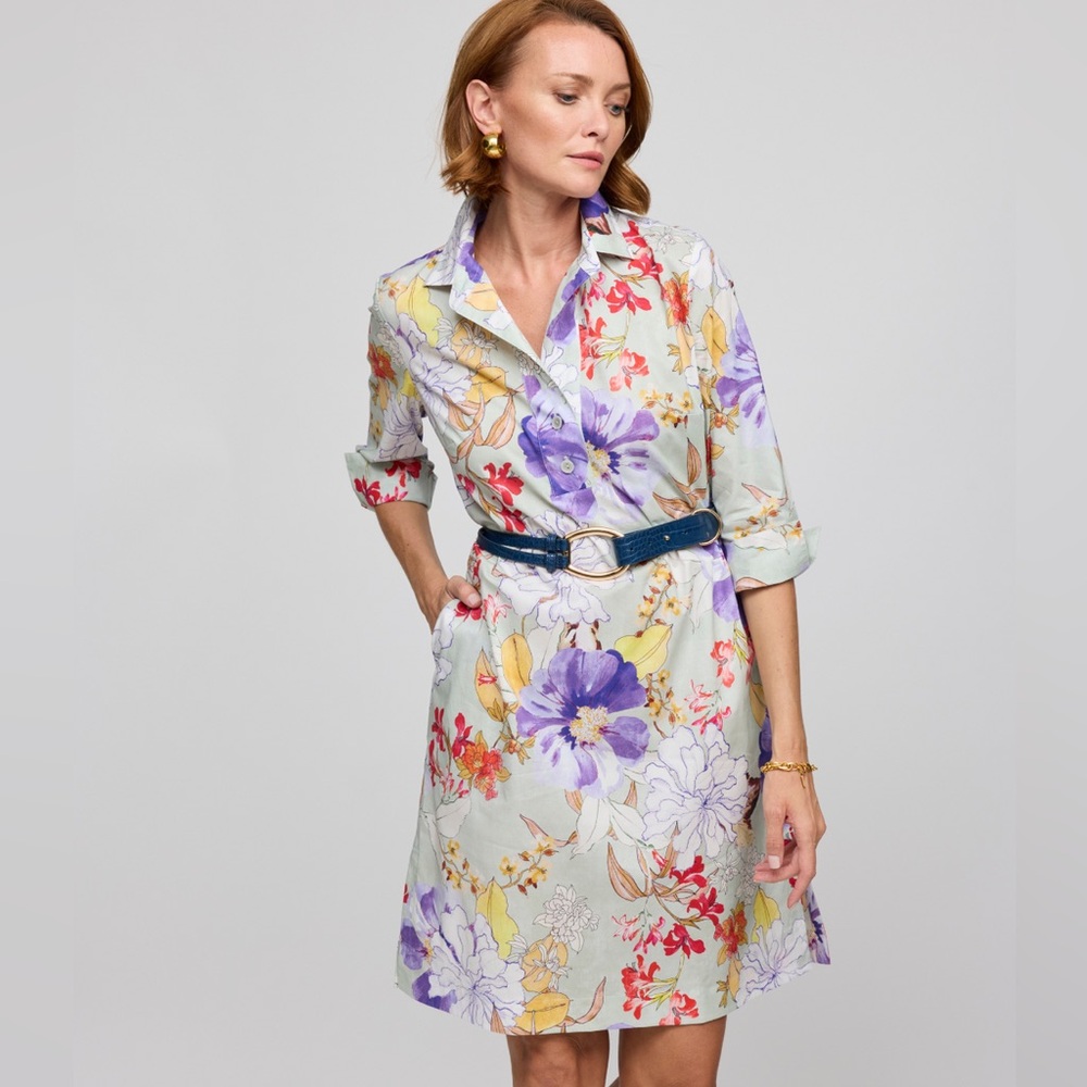 Hinson Wu Charlotte 3/4 Sleeve Watercolor Floral Dress, Current, Regular $350 - Picture 4 of 5